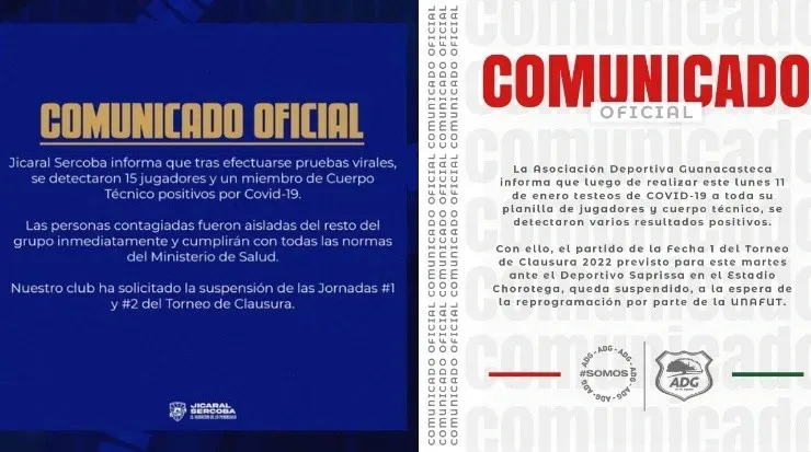 Comunicados de Jicaral y Guanacasteca
