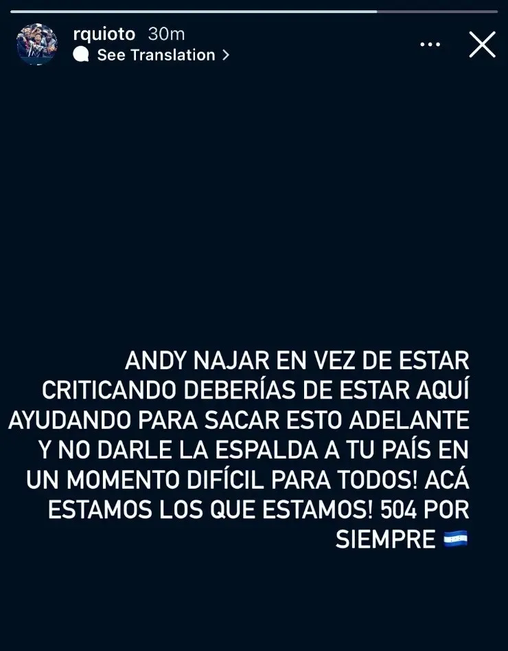 Fuente: Instagram de Romell Quioto.