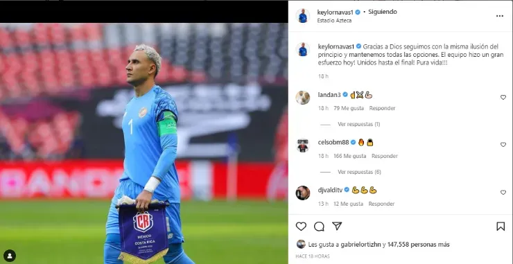 La publicación de Keylor Navas.