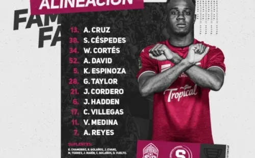 Formación del Saprissa ante Pérez Zeedón el sábado anterior (Saprissa Oficial)
