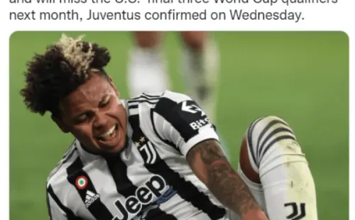 La Juventus confirmó la lesión del volante estadounidense (ESPN FC)