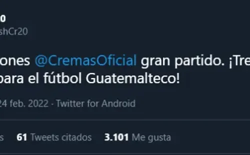La publicación que realizó Pescadito en su Twitter.