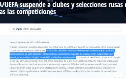 El comunicado que emitió FIFA.