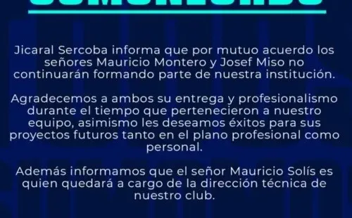 Comunicado oficial (Jicaral Sercoba Oficial)