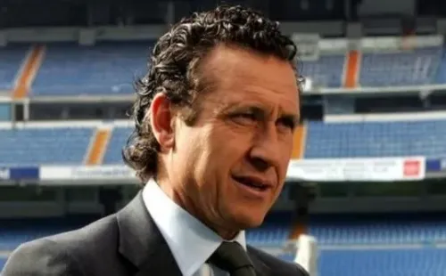 Valdano y el Santiago Bernabéu de fondo. Fuente: Getty Images