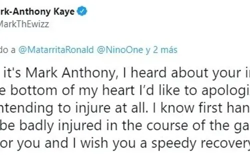 Las disculpas de Mark-Anthony Kaye a Ronald Matarrita