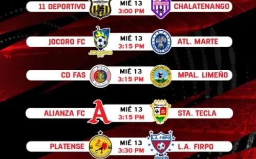 El fixture para la fecha 17 del Torneo Clausura 2022 de El Salvador.