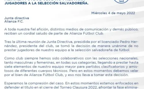 Comunicado Oficial de Alianza