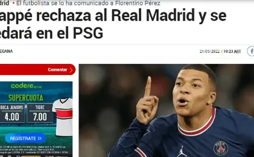 Diario Marca confirmó que Mbappé no jugará en el Real Madrid.