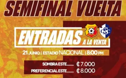 Anuncio de venta de boletos para juego de vuelta ante Cartaginés (CSH)
