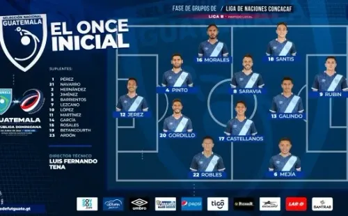 La alineación de Guatemala para recibir a República Dominicana (Foto: Fedefut)