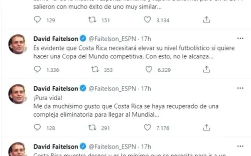 Los tuits de David Faitelson sobre la clasificación de Costa Rica a Qatar 2022
