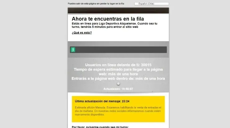 Este es el aviso que aparece a los usuarios que desean comprar su boleto en línea (Boletería LDA)
