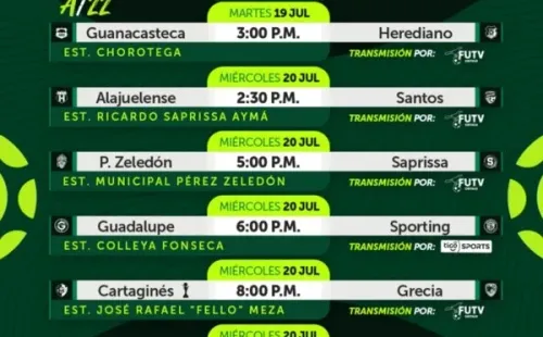 Calendario de la jornada 1 Apertura 2022 (Unafut)