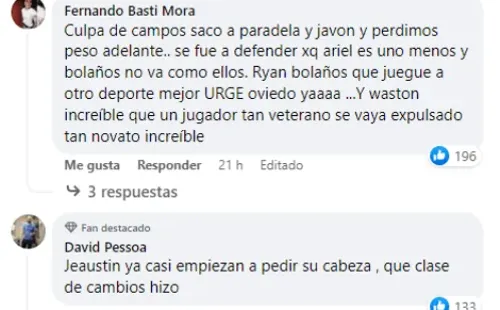 Comentarios de los aficionados saprissistas (Facebook Saprissa)