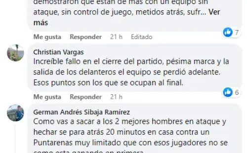 Comentarios de los aficionados saprissistas (Facebook Saprissa)