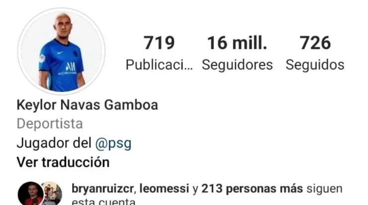 Así amaneció la cuenta de Instagram de Navas este día (Keylor Navas, Instagram))