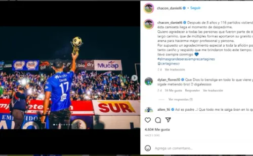 El mensaje de Daniel Chacón en redes despidiendose de Cartaginés