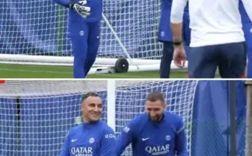 Keylor Navas y Gianluigi Donnarumma en el entrenamiento del PSG