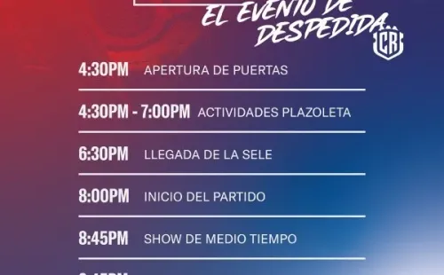 Cronograma de despedida de la Selección de Costa Rica