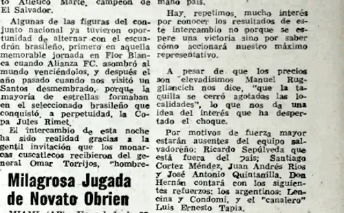 Extracto de un periódico panameño con la previa del partido