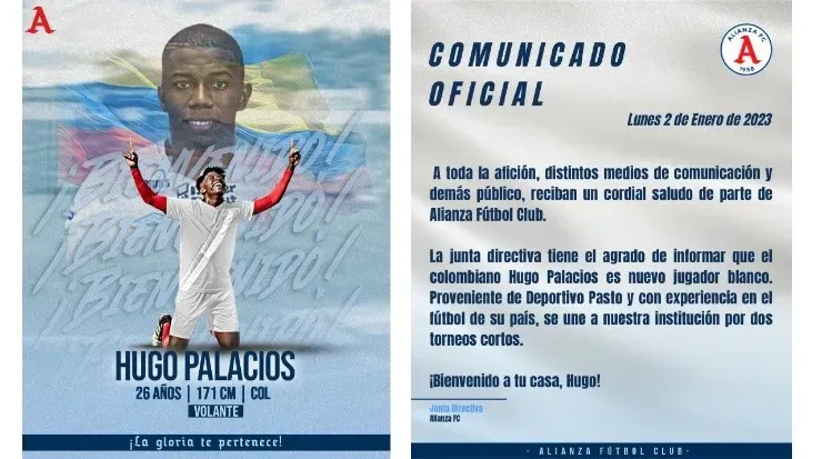 Este fue el comunicado emitido por el Alianza tras la llegada del colombiano (Alianza)