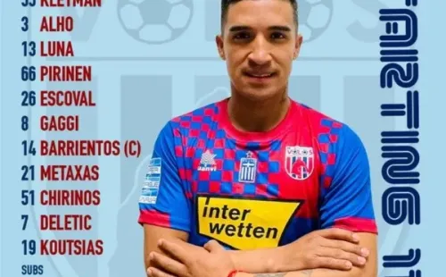 Michael Chirinos debutó como titular en el Volos FC (Foto: Volos FC)