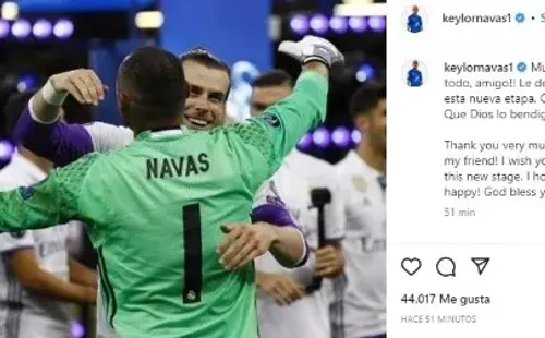 El mensaje de Keylor Navas a Gareth Bale en Instagram