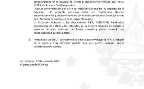 Comunicado del INDES tras la carta de la FIFA (Parte 2)