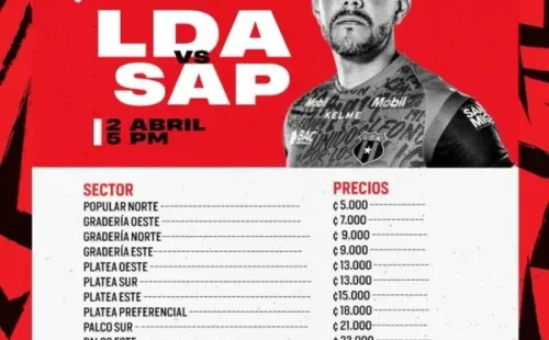 Precio de los boletos para el clásico (LDA)