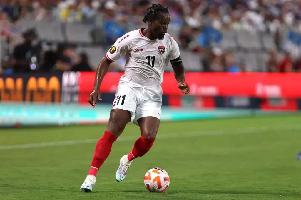 Levi García of Trinidad and Tobago controls the ball during the second half of the Concacaf Gold Cup. (Photo by David Jensen/Getty Images)