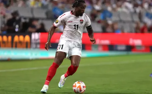 Levi García of Trinidad and Tobago controls the ball during the second half of the Concacaf Gold Cup. (Photo by David Jensen/Getty Images)