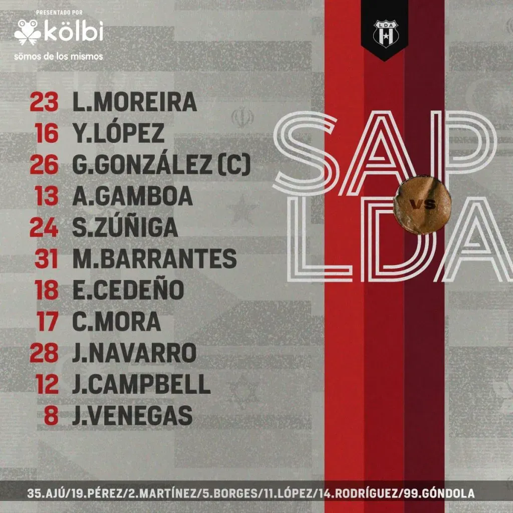 Michael Barrantes fue titular con Alajuelense ante Saprissa