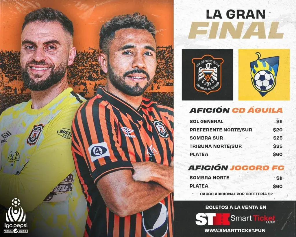 Los precios de los boletos para la final del Apertura 2023 de la Liga Mayor de El Salvador (Foto: CD Águila)