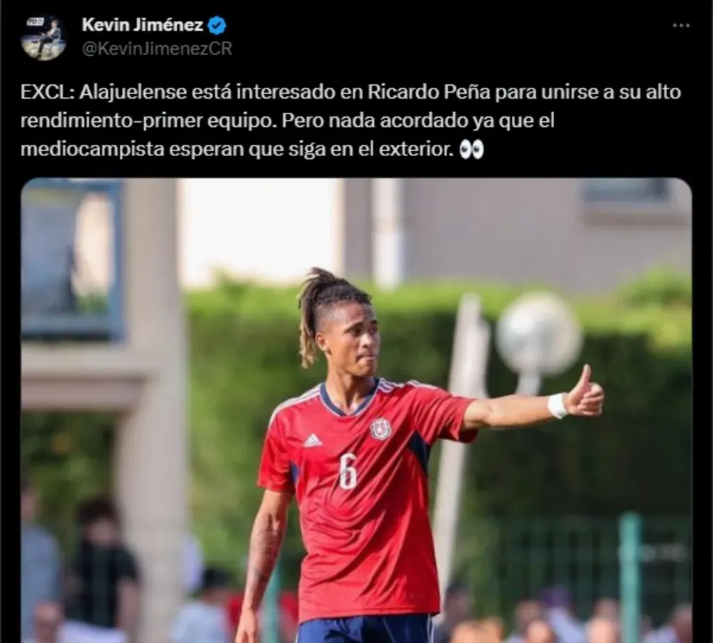 Kevin Jiménez anunció que Alajuelense va por Peña. (Foto: X)