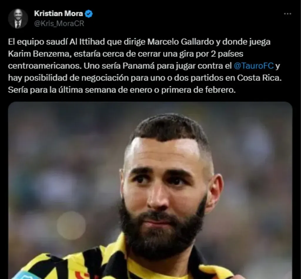 La información sobre la posible gira del Al-Ittihad por Centroamérica.