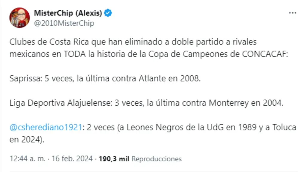 MisterChip recordó las gestas de Deportivo Saprissa y la Liga. (Foto: Twitter)