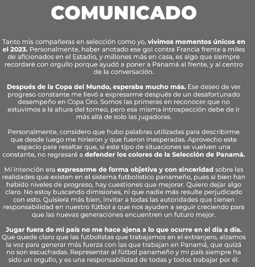 Comunicado de Marta Cox vía Instagram