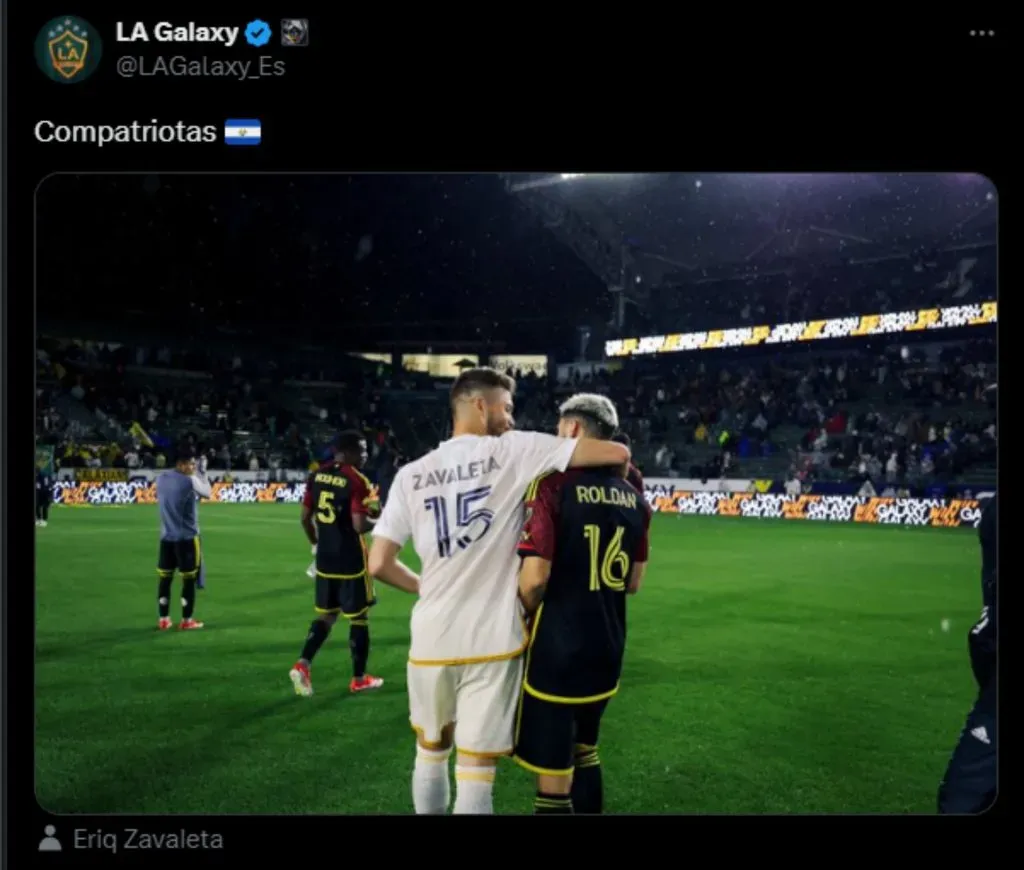 La publicación de LA Galaxy con Alex Roldán y Eriq Zavaleta. (Foto: X)