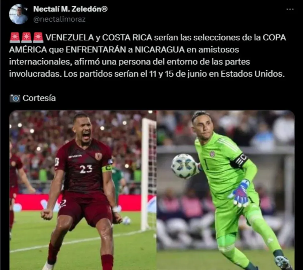 Los posibles amistoso de Nicaragua en Junio. (Foto: X)