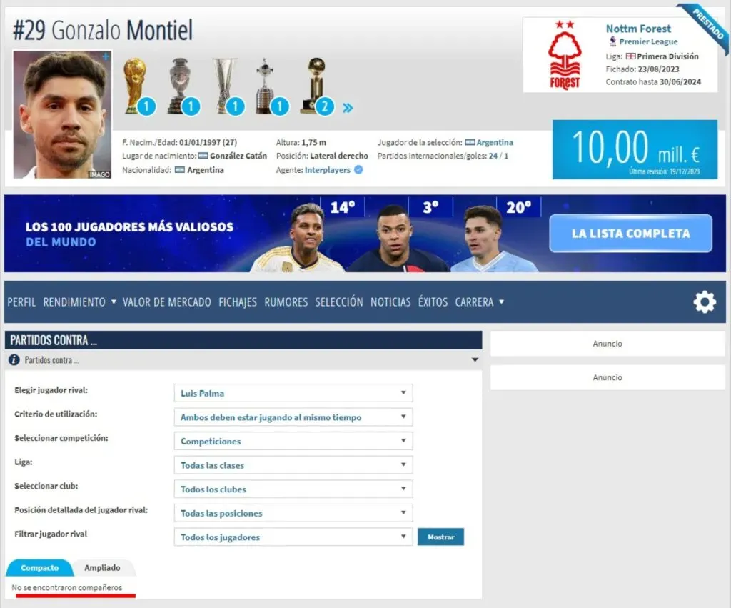 La confirmación de Transfermarkt que demuestra que nunca se enfrentaron.