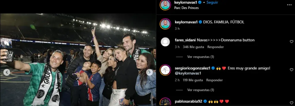 Keylor Navas en sus redes sociales
