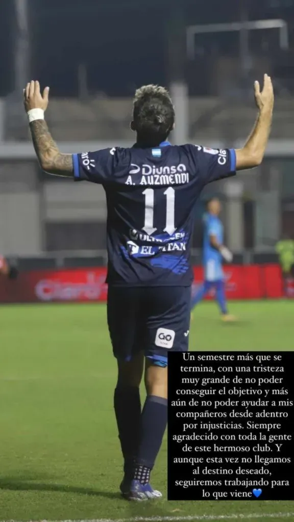La publicación de Agustín Auzmendi en su cuenta de Instagram.