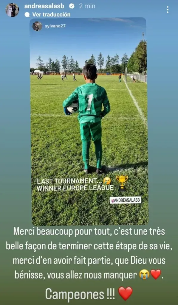 El posteo de Andrea Salas sobre la salida de su hijo del PSG. (Foto: Instagram)