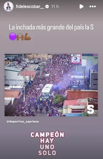 Historia de Fidel Escobar en Instagram