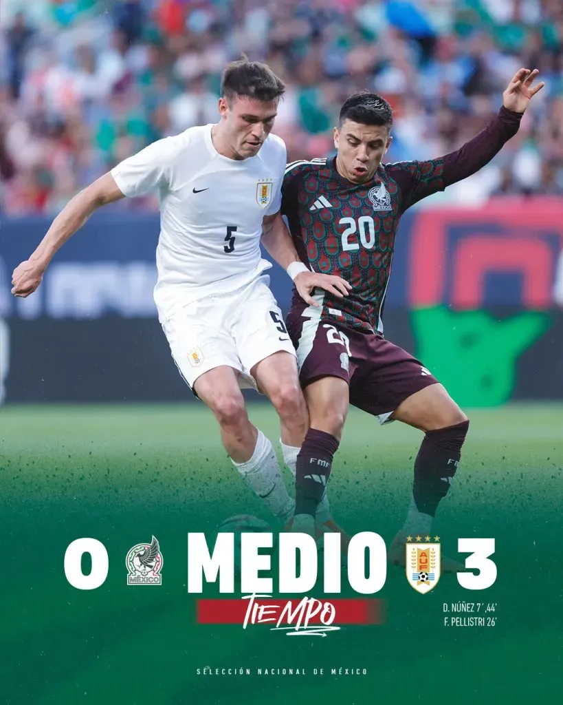 Selección México fue derrotada ante Uruguay / X