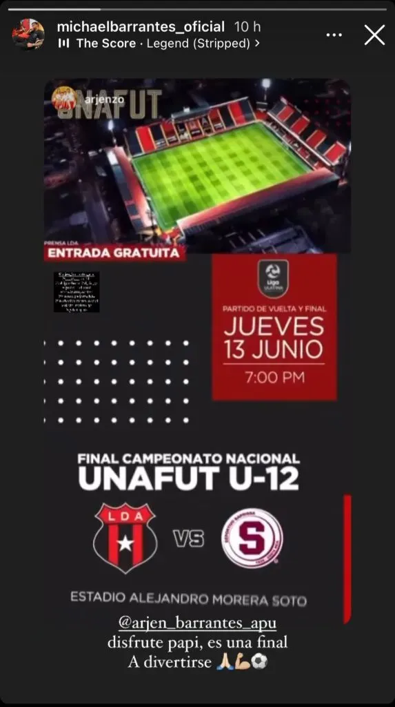 Michael Barrantes en sus redes sociales