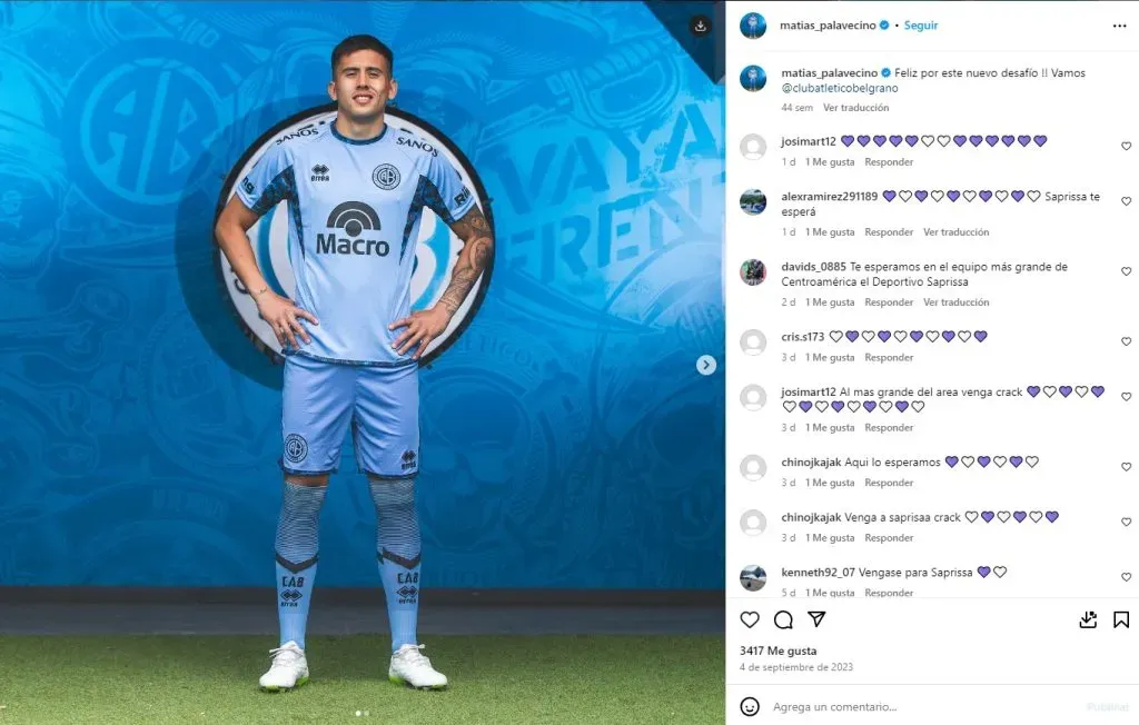 Así se ve el Instagram del bueno de Palavecino. (Instagram)