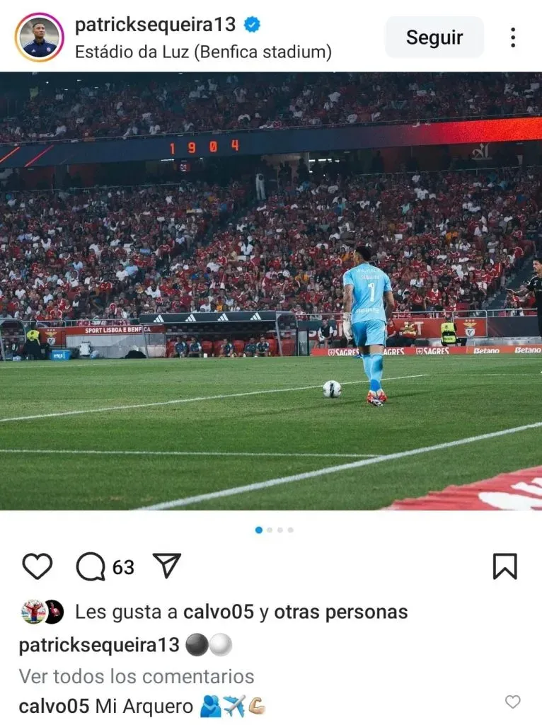 Francisco Calvo y un mensaje para Patrick Sequeira en Instagram