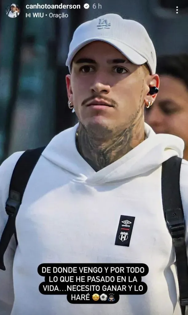 La declaración casi de principios de Anderson Canhoto. (Instagram)